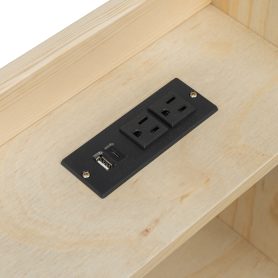 Twin House Floor Bed with Storage Shelves, Built-in LED Lights & Charging Station
