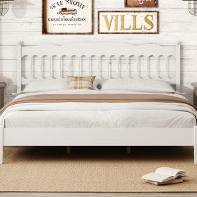 Countryside Style King Size Wooden Bed Frame With Spindle Headboard