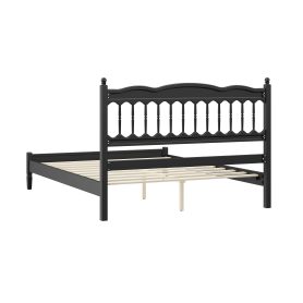 Countryside Style Queen Size Wooden Bed Frame with Spindle Headboard