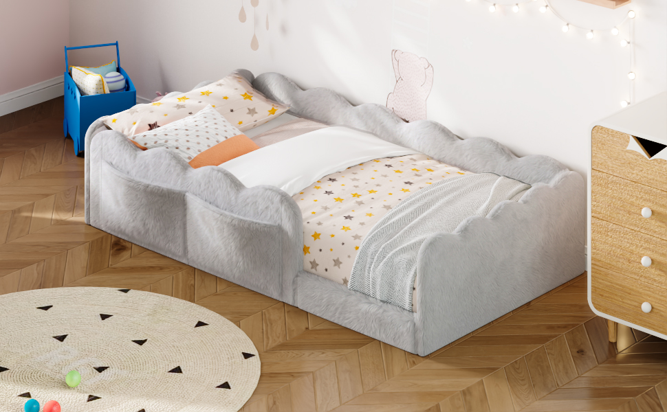 Twin Size Upholstered Floor Bed