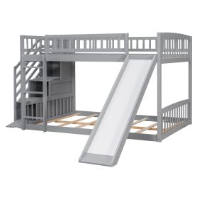 Stairway Full Over Full Bunk Bed With Three Drawers And Slide