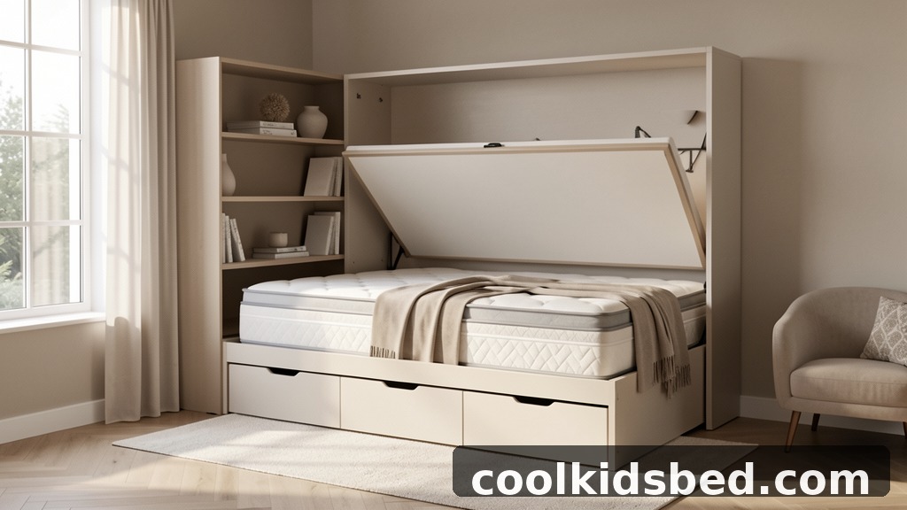 queen size wall bed with drawers