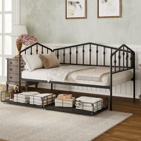 Twin Size Stylish Metal Daybed with 2 Drawers