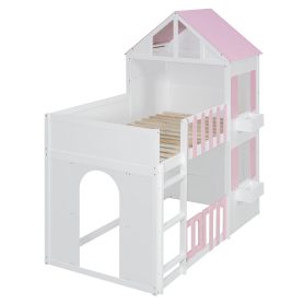 Modern Playful Design Twin Over Twin House Bunk Bed