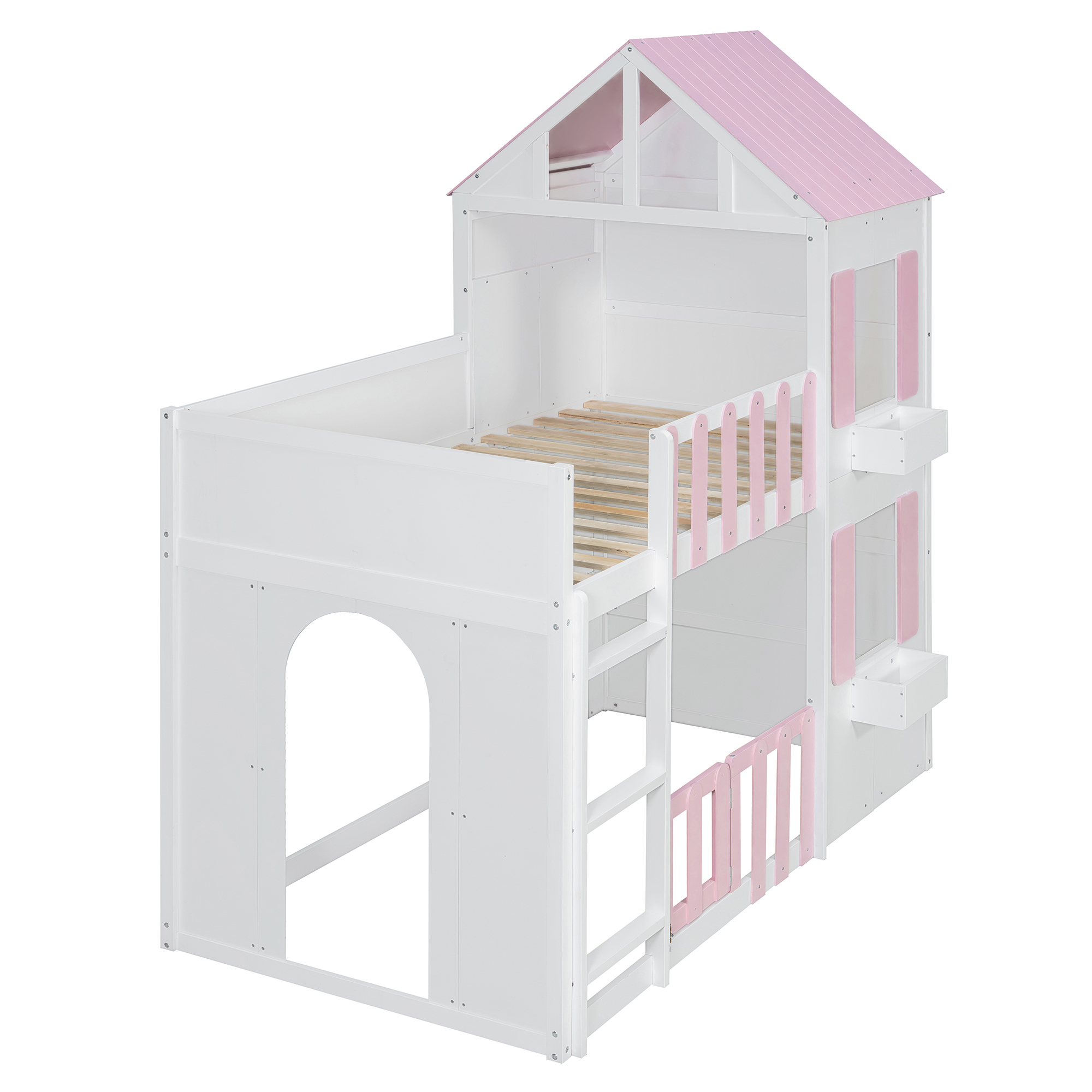 Modern Playful Design Twin Over Twin House Bunk Bed