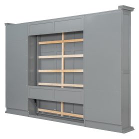 Queen-size Murphy Bed with Dual Sliding Storage Cabinets
