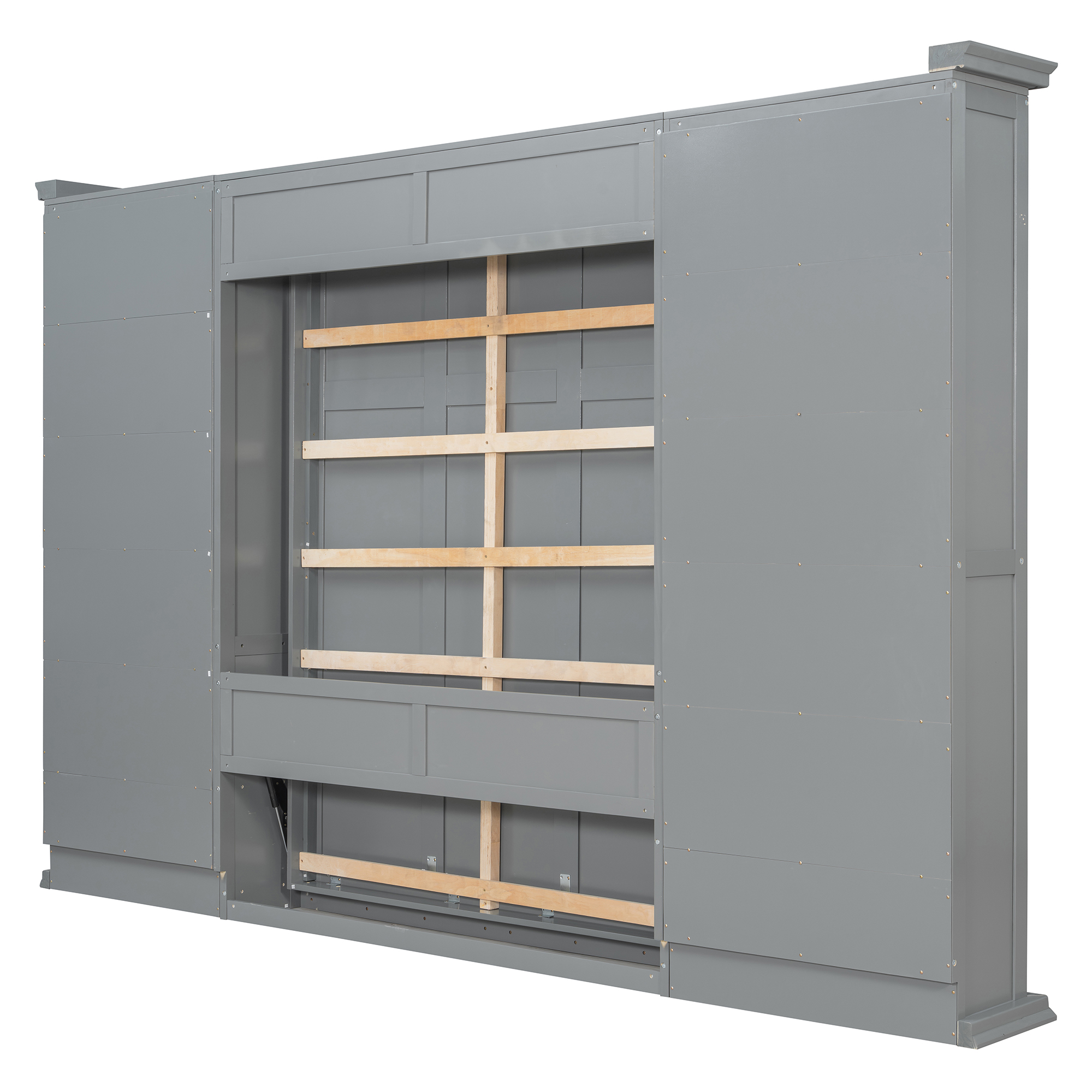 Queen-size Murphy Bed with Dual Sliding Storage Cabinets