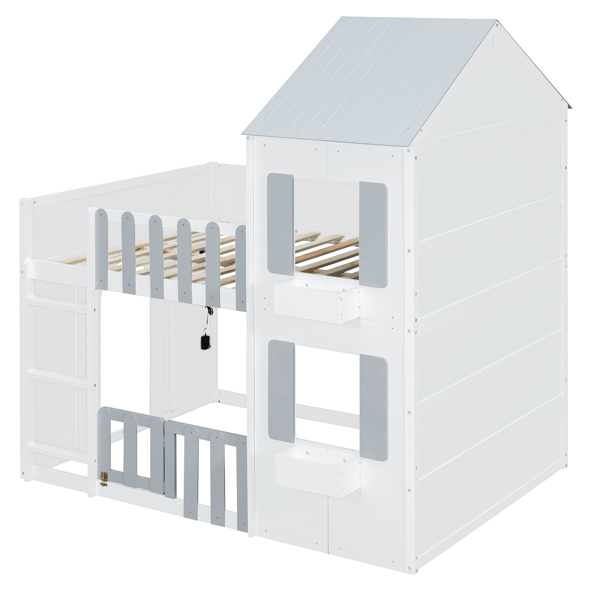 Modern Playful Design Full Over Full House Bunk Bed