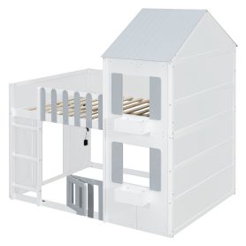 Modern Playful Design Full Over Full House Bunk Bed