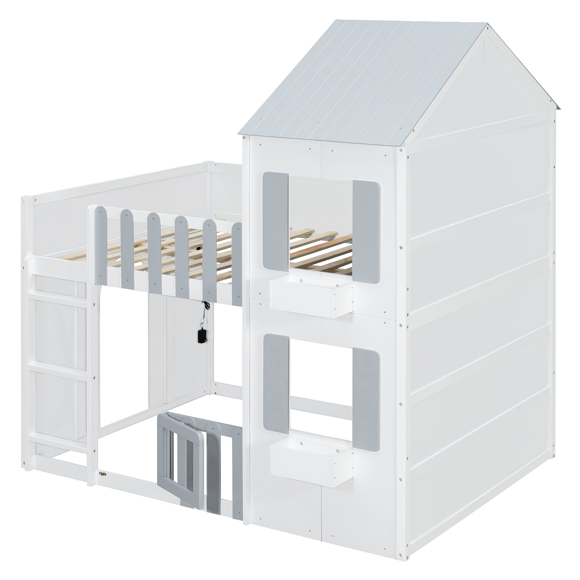 Modern Playful Design Full Over Full House Bunk Bed