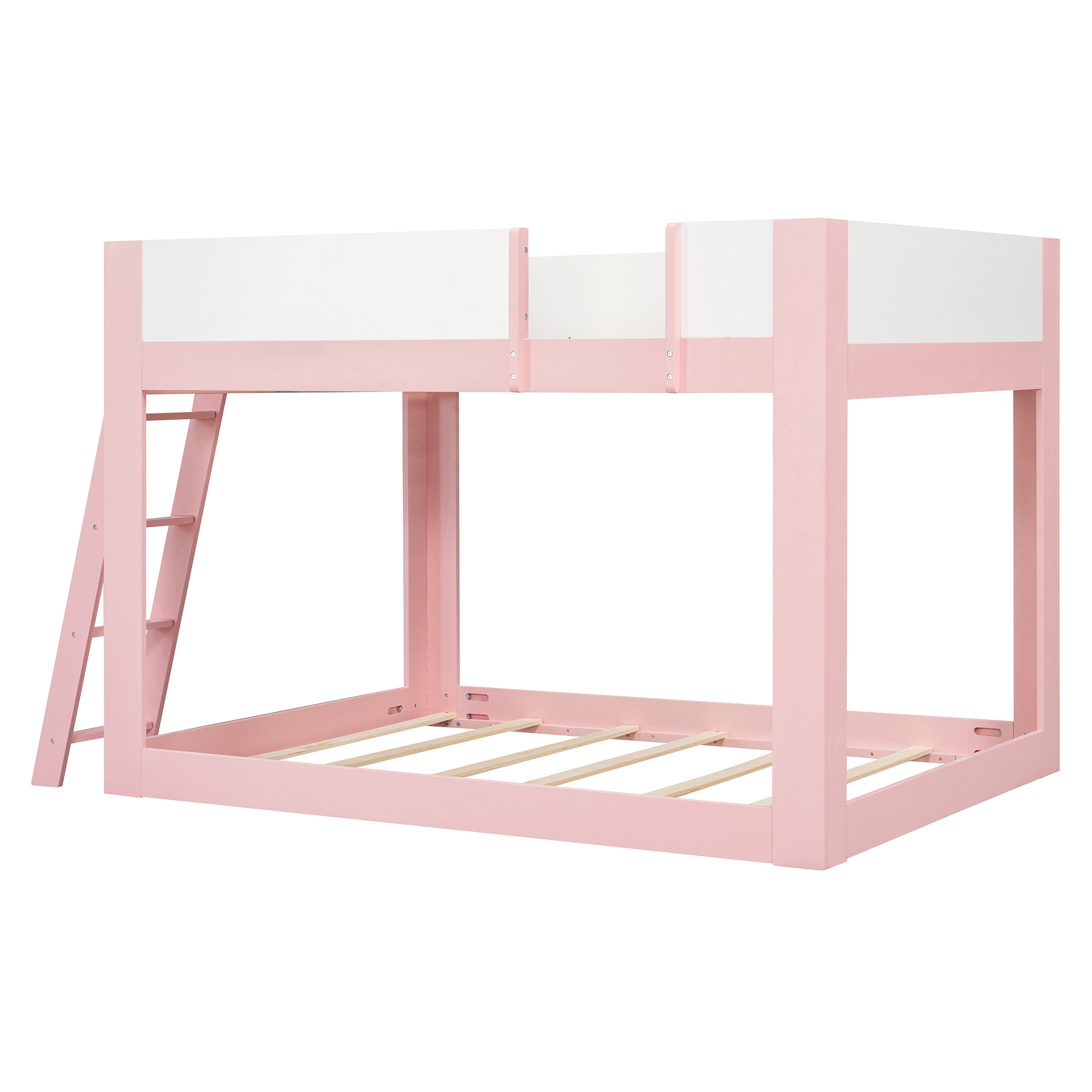 Full Size Low Convertible Bunk Bed With Reversible Ladder And Safety Guardrails