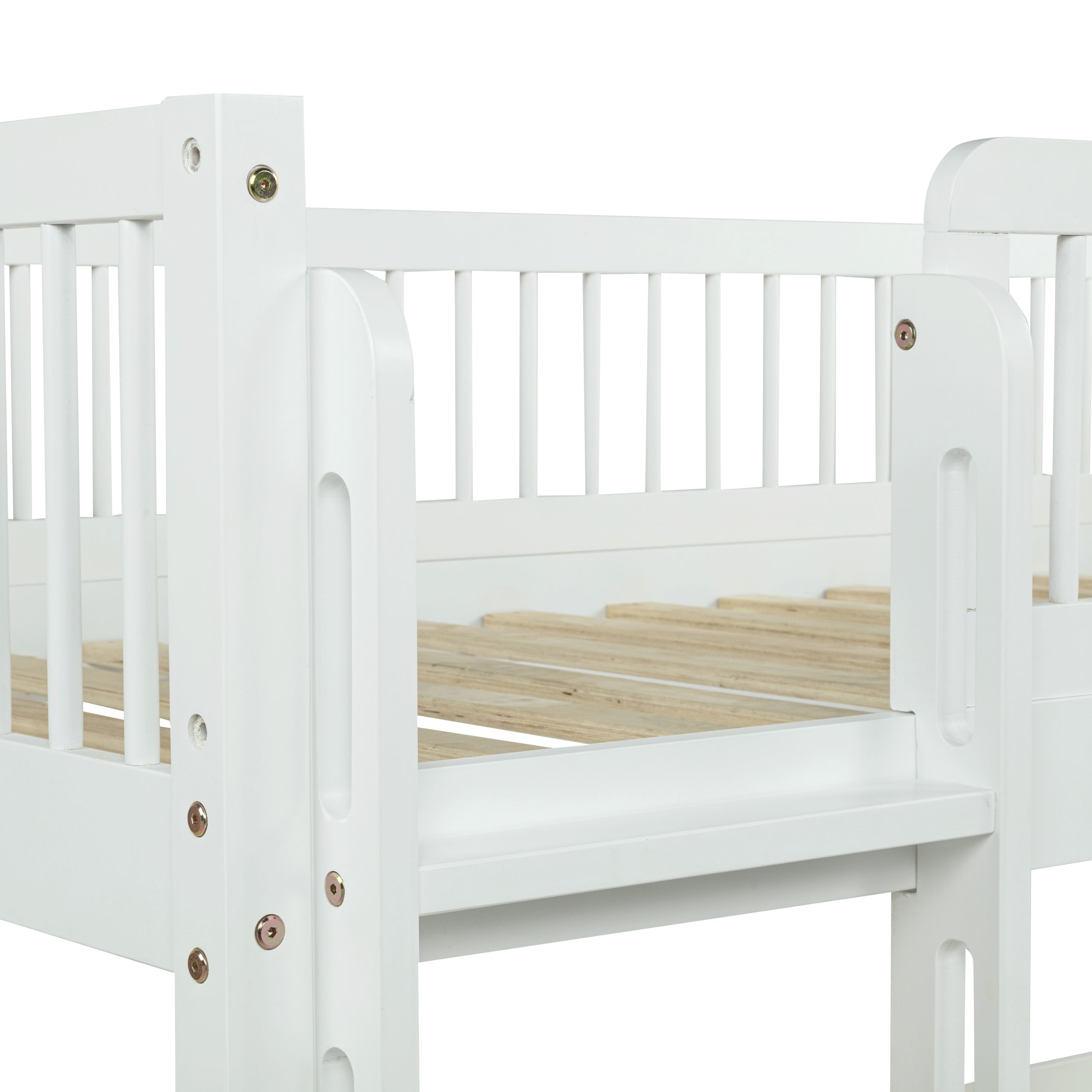 Twin Over Twin Pine Wood Bunk Bed With 2 Drawers, Convertible into 2 Twin Beds