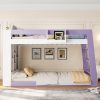 Twin Over Twin XL Bunk Bed with Storage Shelves & Guardrail Storage Basket