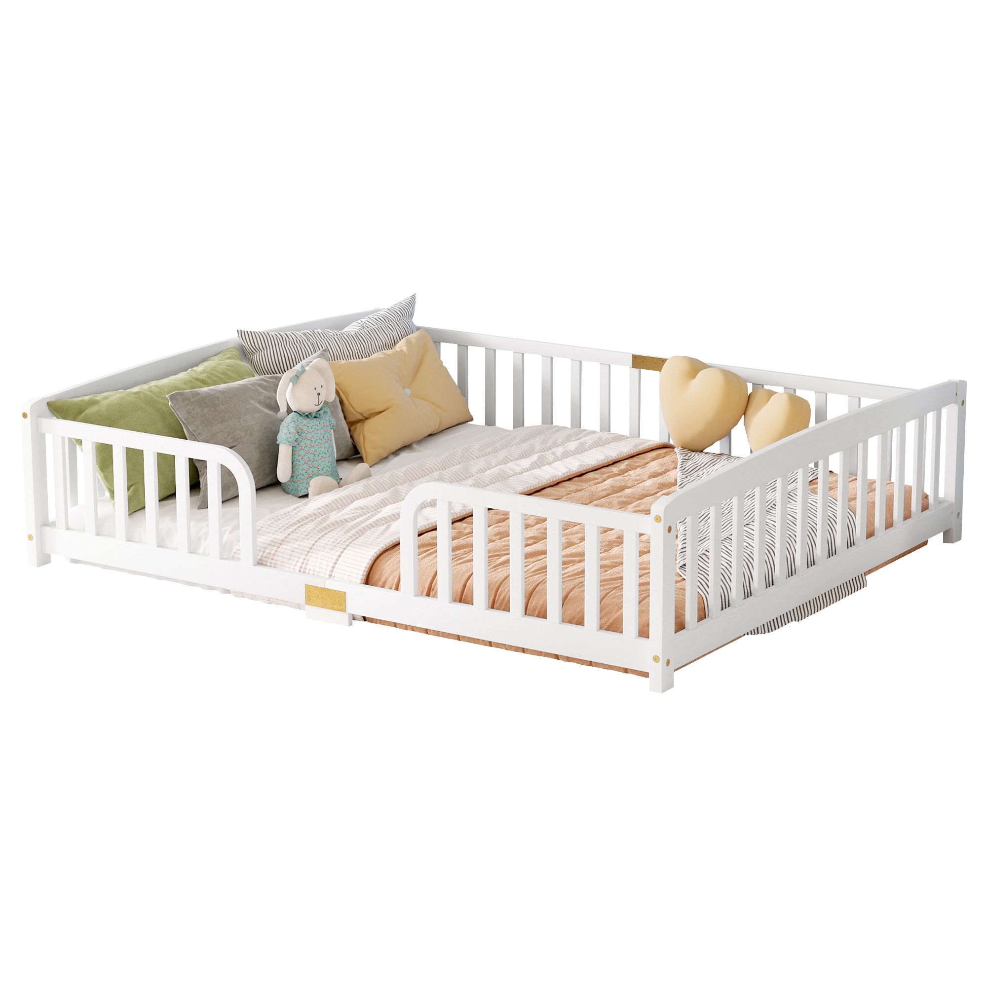 Queen Size Floor Fence Bed with Central Entrance