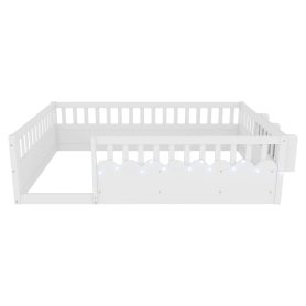 Full Montessori Floor Bed Frame with High Rails