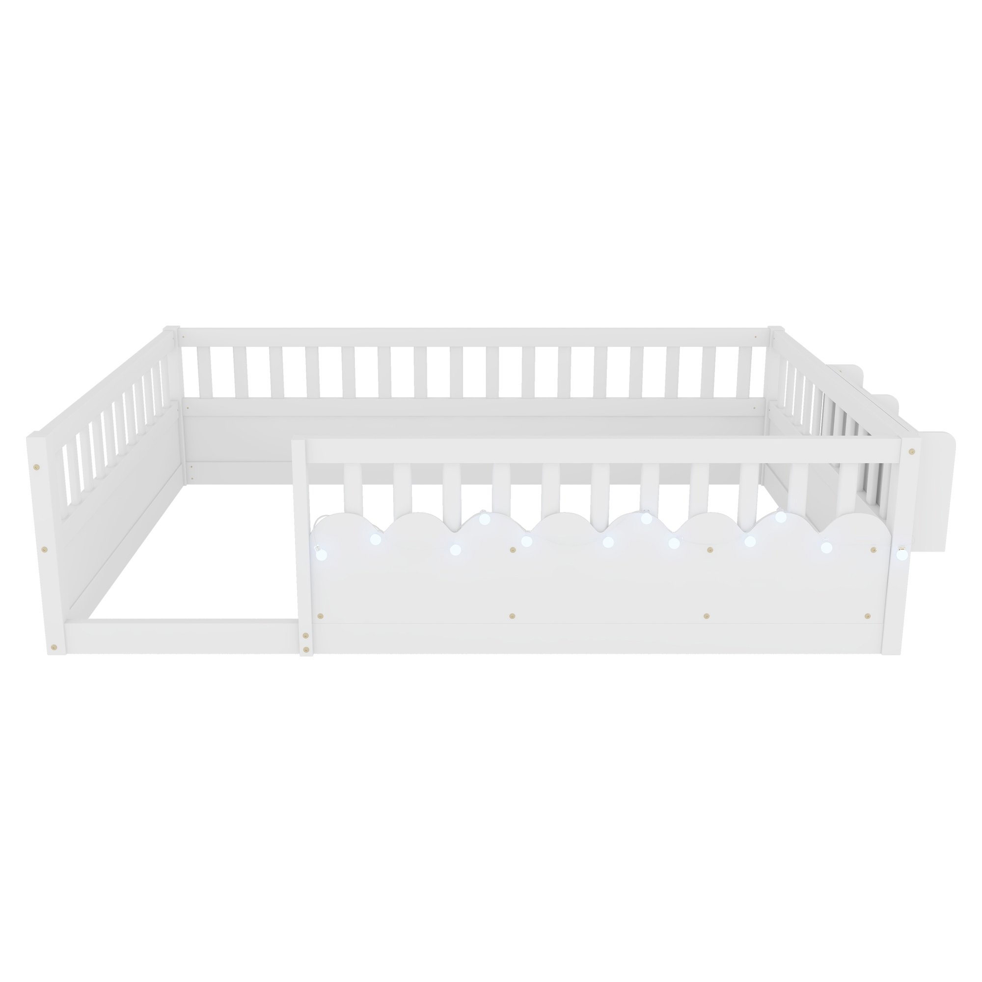Full Montessori Floor Bed Frame with High Rails