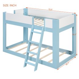 Twin Size Low Convertible Bunk Bed With Reversible Ladder And Safety Guardrails
