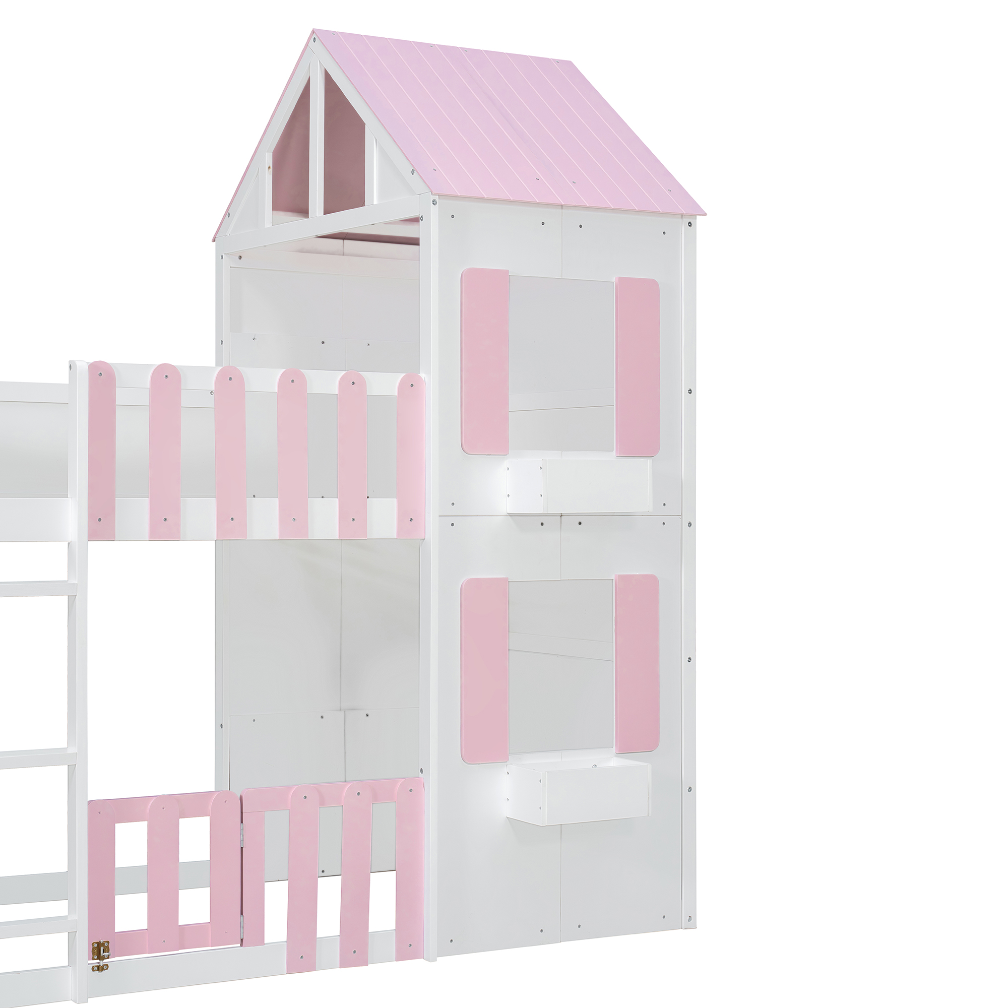Modern Playful Design Twin Over Twin House Bunk Bed