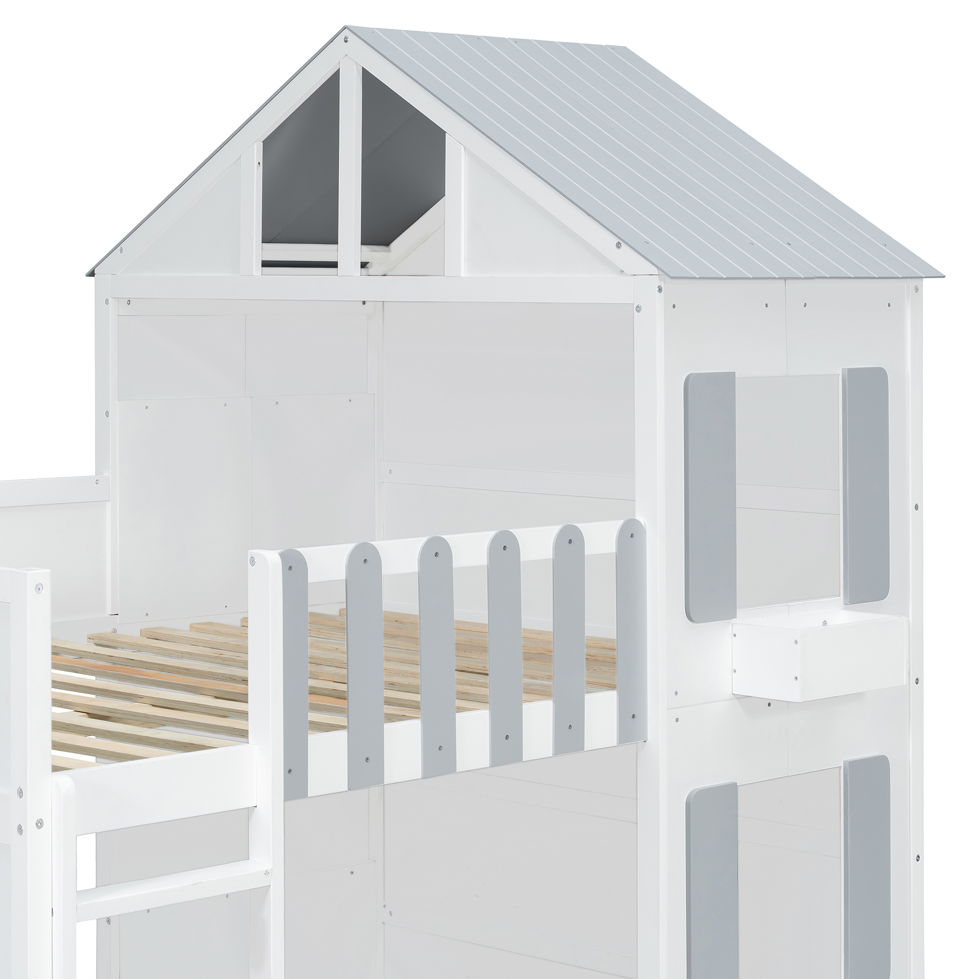 Modern Playful Design Full Over Full House Bunk Bed