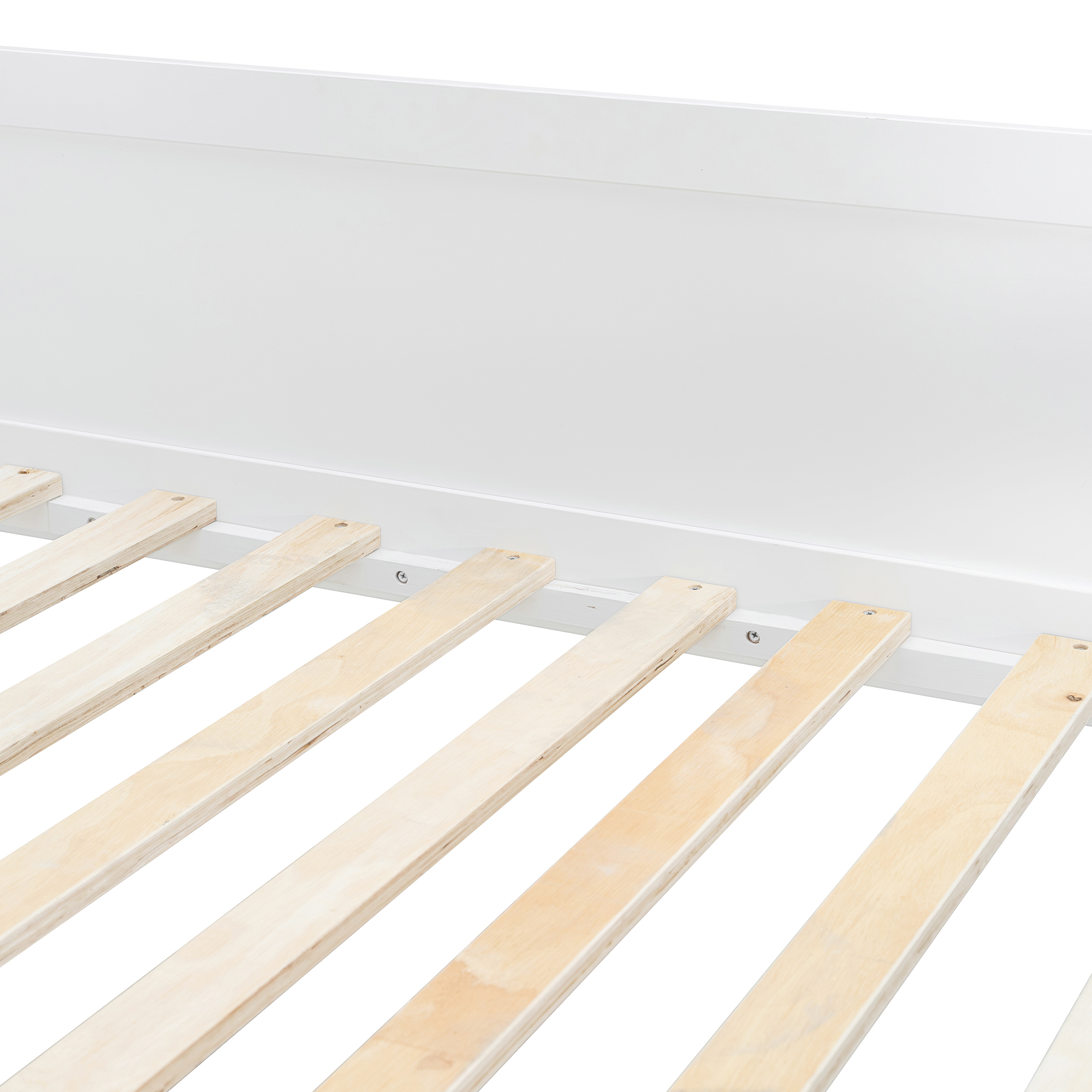 Full Size Kids Loft Bed With Slide, Storage Shelves And Guardrails