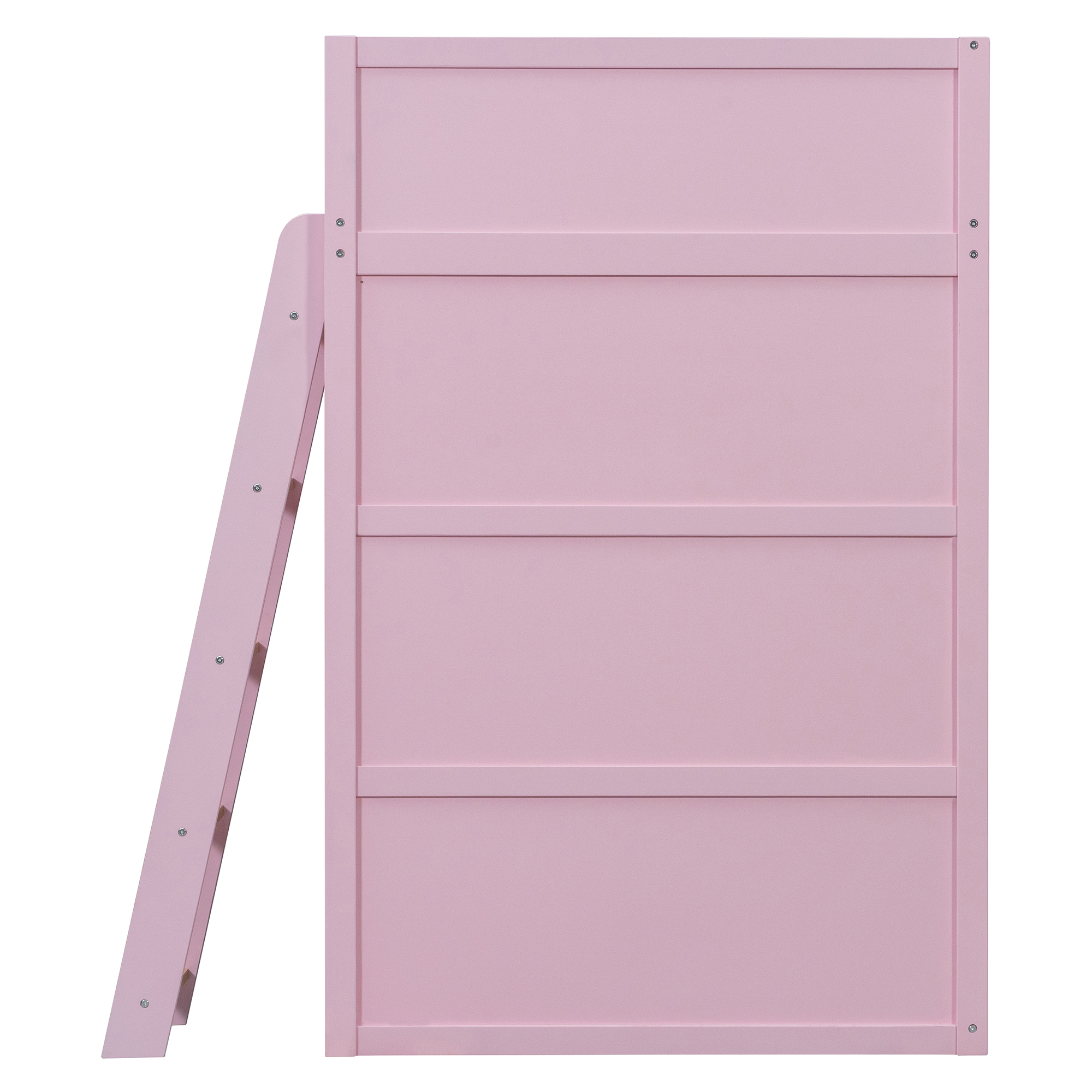 Twin Size Wooden High Sleeper Loft Bed with Ladder and Storage Shelves
