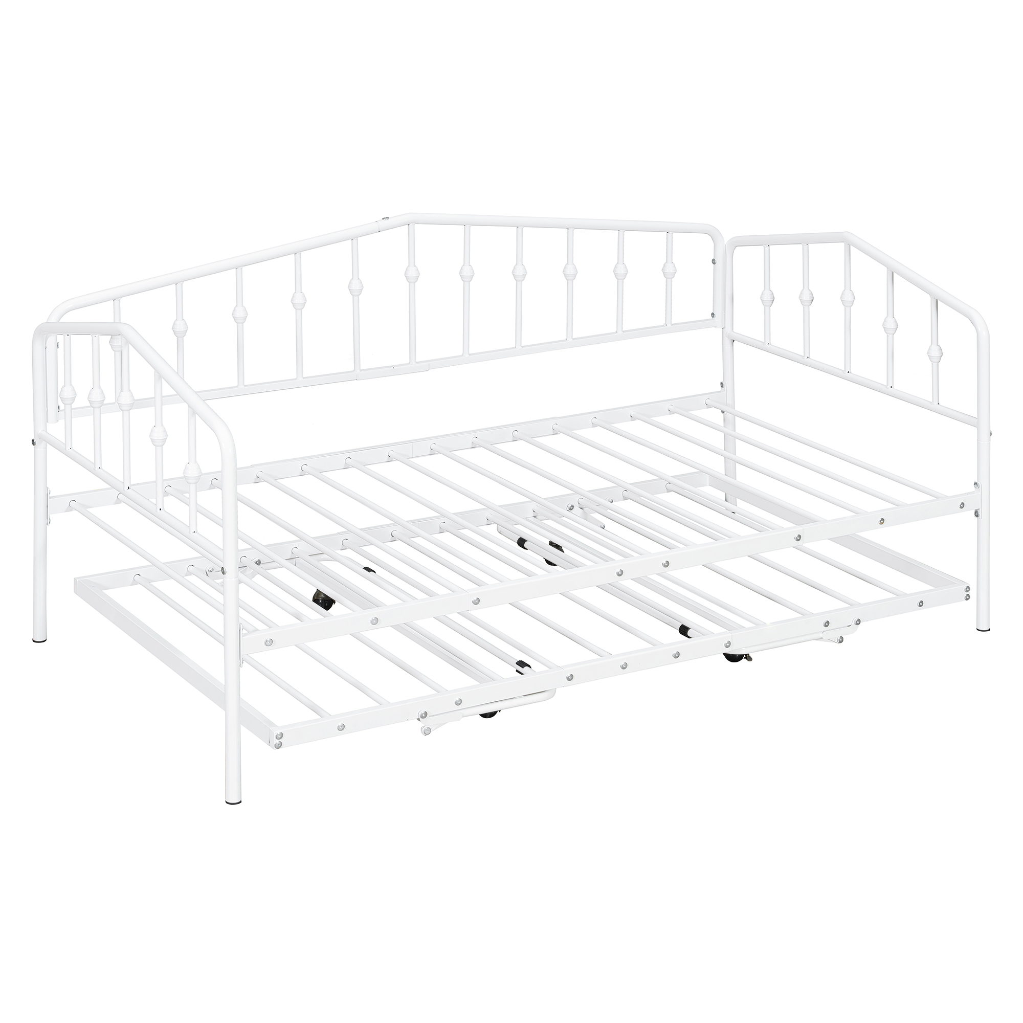 Twin Size Stylish Metal Daybed with Twin Size Adjustable Trundle