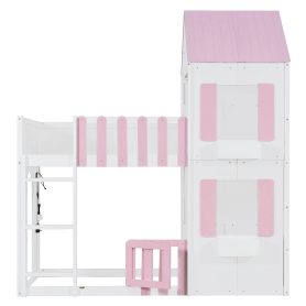 Modern Playful Design Twin Over Twin House Bunk Bed