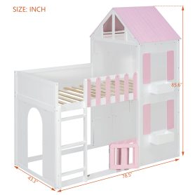 Modern Playful Design Twin Over Twin House Bunk Bed