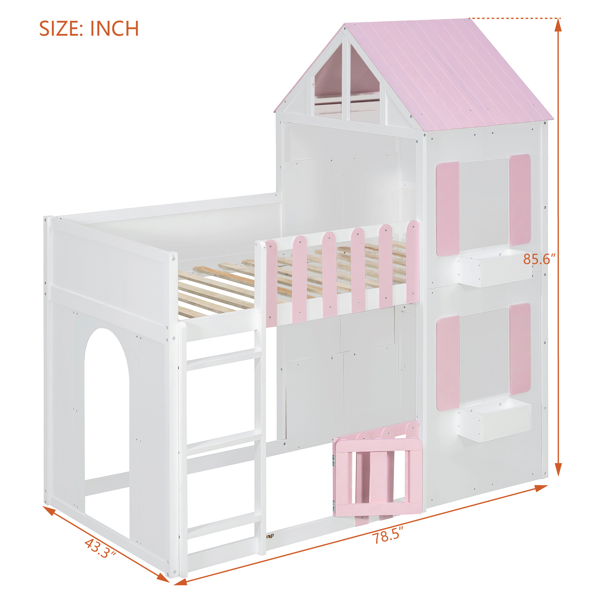 Modern Playful Design Twin Over Twin House Bunk Bed