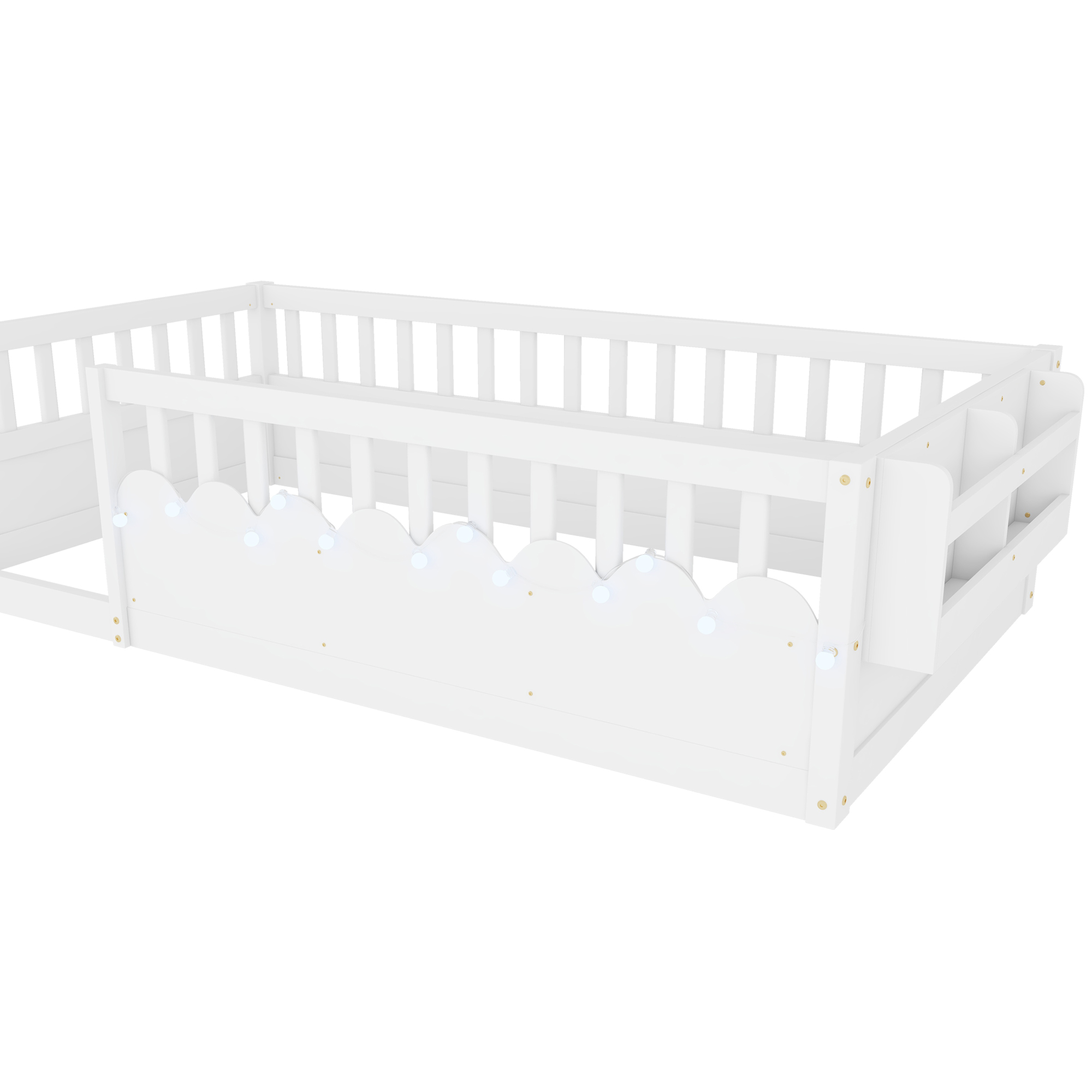 Twin Montessori Floor Bed Frame with High Rails