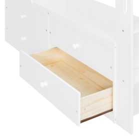 Full Size Solid Wood Loft Bed With L-Shaped Desk, Storage Cabinet and Wardrobe