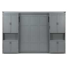 Queen-size Murphy Bed with Dual Sliding Storage Cabinets