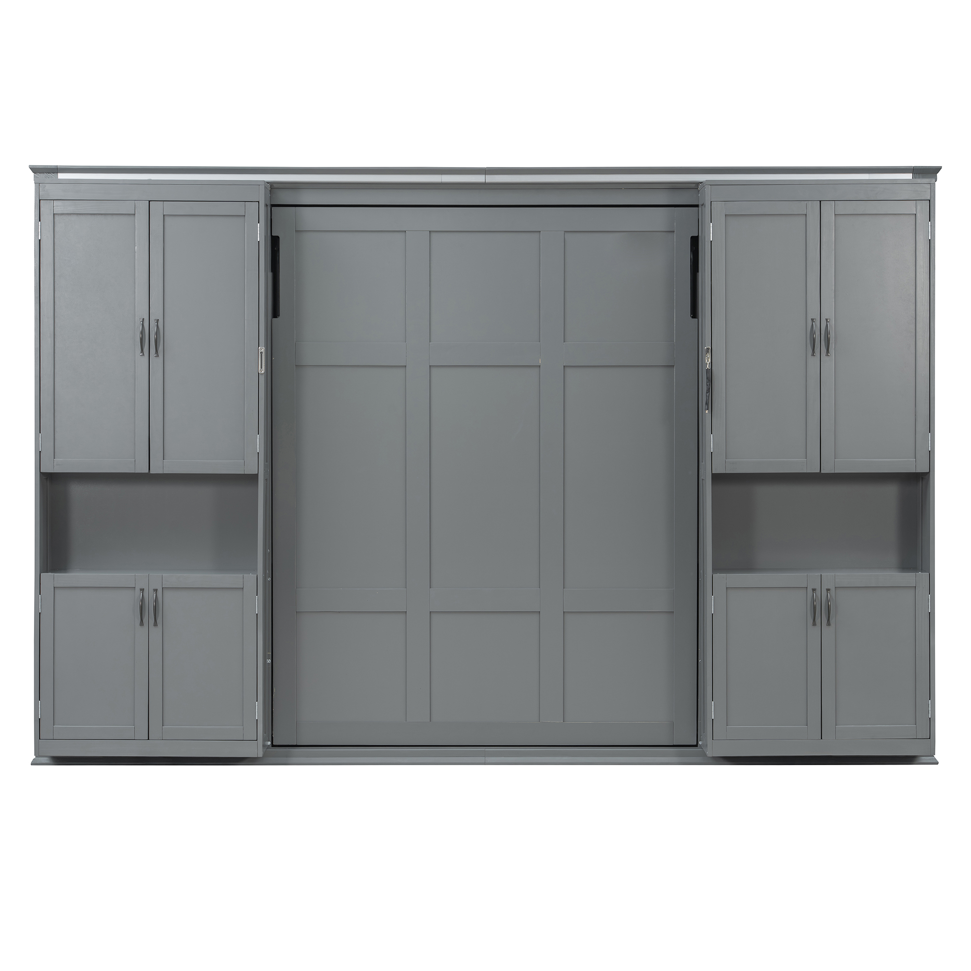 Queen-size Murphy Bed with Dual Sliding Storage Cabinets