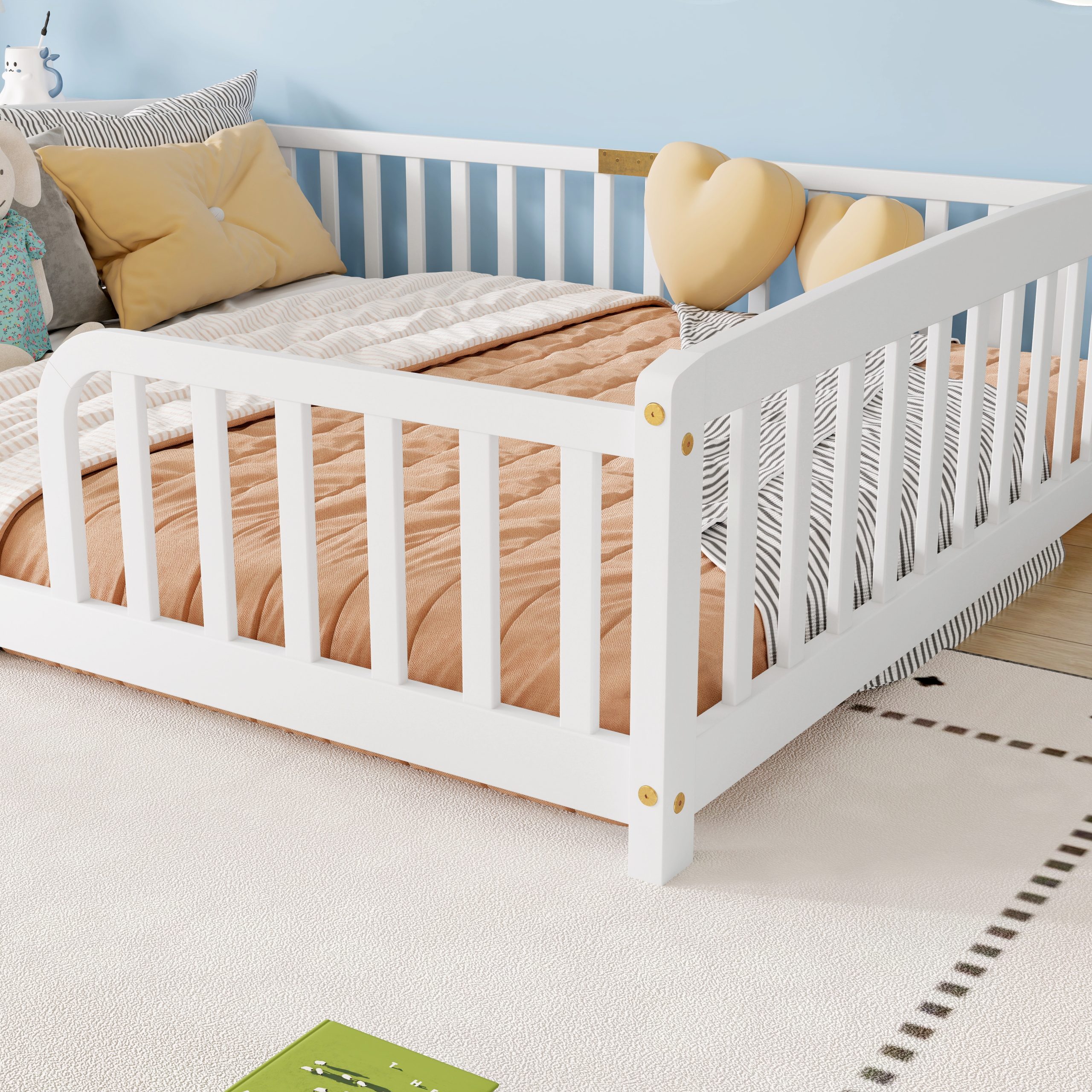 Queen Size Floor Fence Bed with Central Entrance