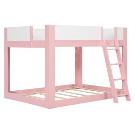 Full Size Low Convertible Bunk Bed With Reversible Ladder And Safety Guardrails