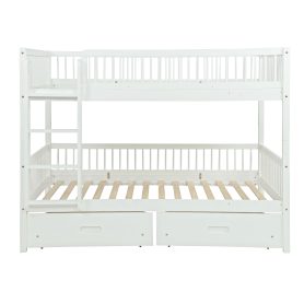 Twin Over Twin Pine Wood Bunk Bed With 2 Drawers, Convertible into 2 Twin Beds