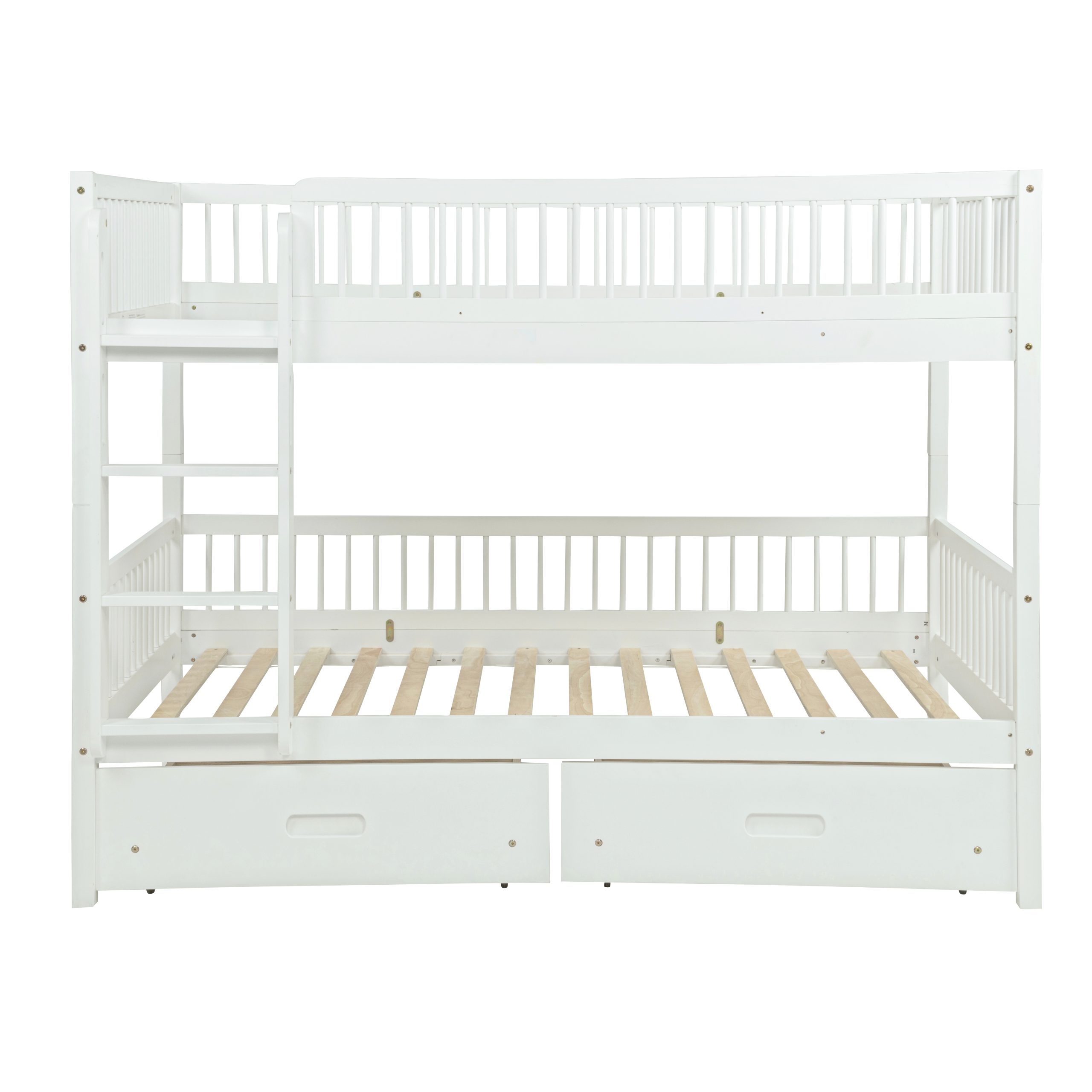 Twin Over Twin Pine Wood Bunk Bed With 2 Drawers, Convertible into 2 Twin Beds