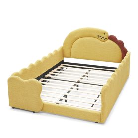 Full Size Cute Dinosaur-Shaped Bed with Safety Guardraild