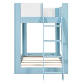 Twin Size Low Convertible Bunk Bed With Reversible Ladder And Safety Guardrails
