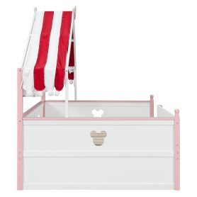 Full Size House-Shaped Daybed with Built-In Bookshelf and Trundle