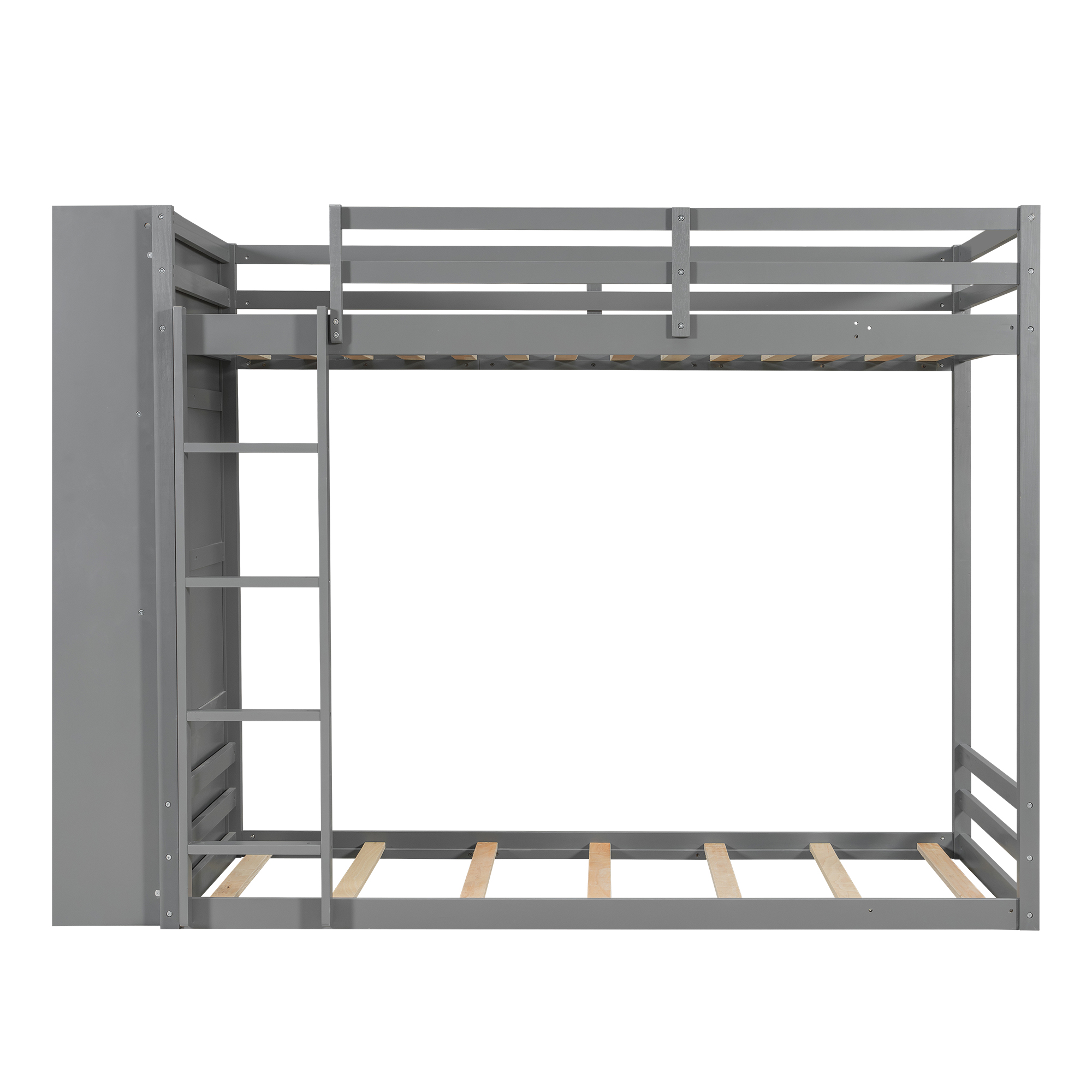 Twin Size Bunk Bed with Drawers, Shelves and Light