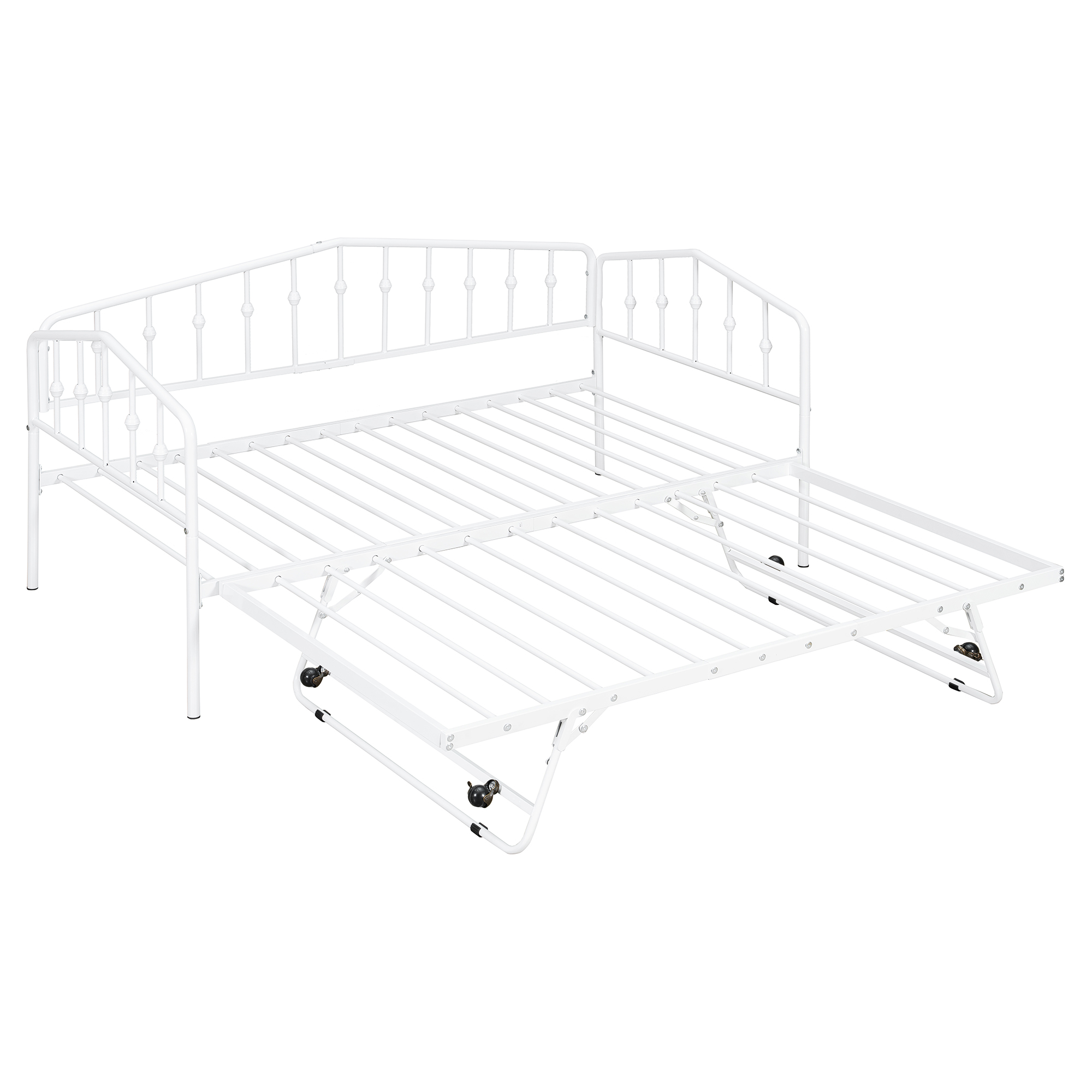 Twin Size Stylish Metal Daybed with Twin Size Adjustable Trundle