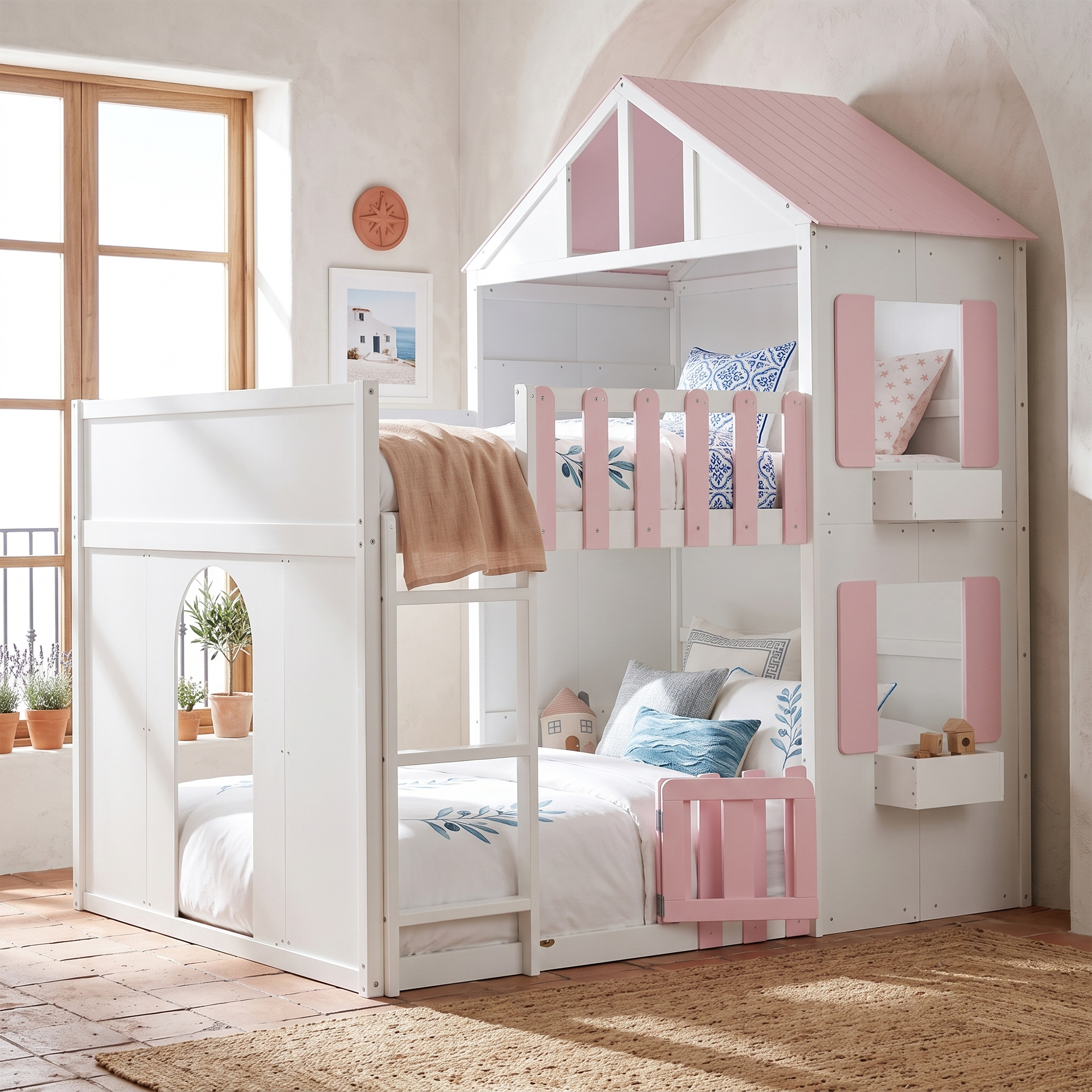 Modern Playful Design Full Over Full House Bunk Bed