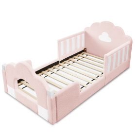 Boucle Fabric Twin Size Cloud Bed with Safety Guardrail