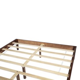 Queen Size Solid Wooden Bed with Rattan Headboard