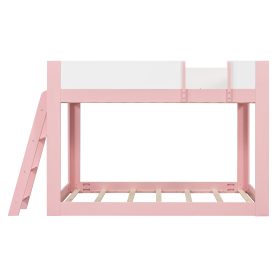 Full Size Low Convertible Bunk Bed With Reversible Ladder And Safety Guardrails