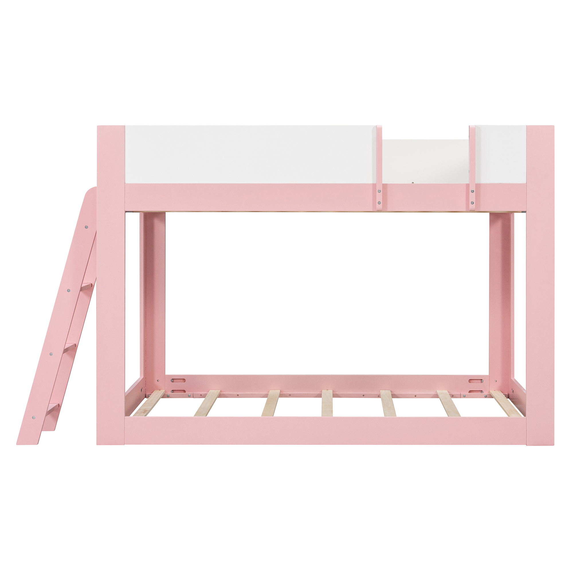 Full Size Low Convertible Bunk Bed With Reversible Ladder And Safety Guardrails