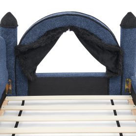 Twin Size Castle Bed with Safety Guardrail and Curtain