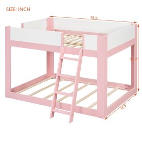 Full Size Low Convertible Bunk Bed With Reversible Ladder And Safety Guardrails