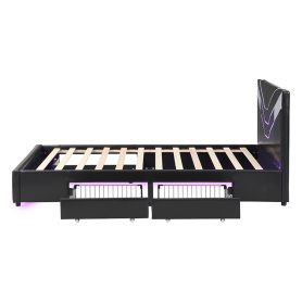 Twin Size Upholstered Gaming Bed Frame with LED Lights